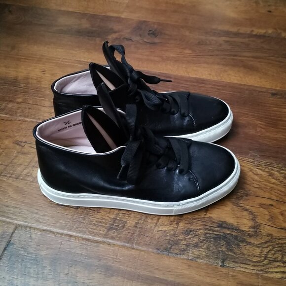 Minna Parikka Black Leather Bunny Ears High Top Sneakers, EUR 36 US 6 - Picture 3 of 9